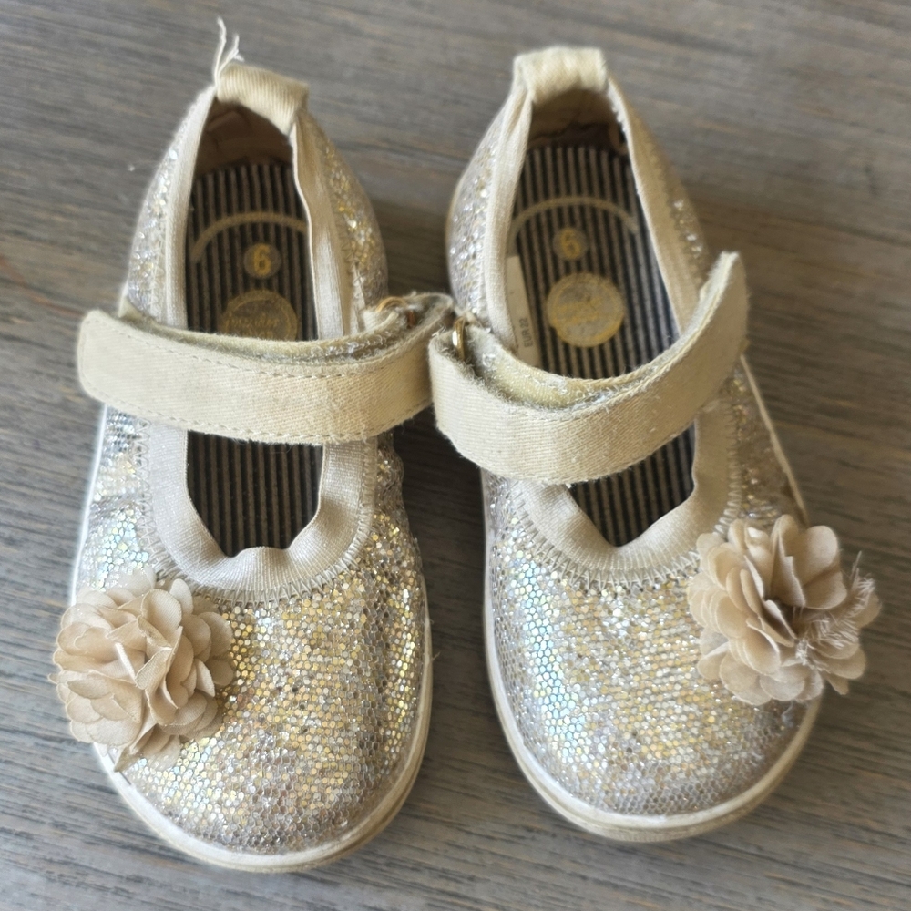 Baby/Toddler Girl Sparkly Gold Flats